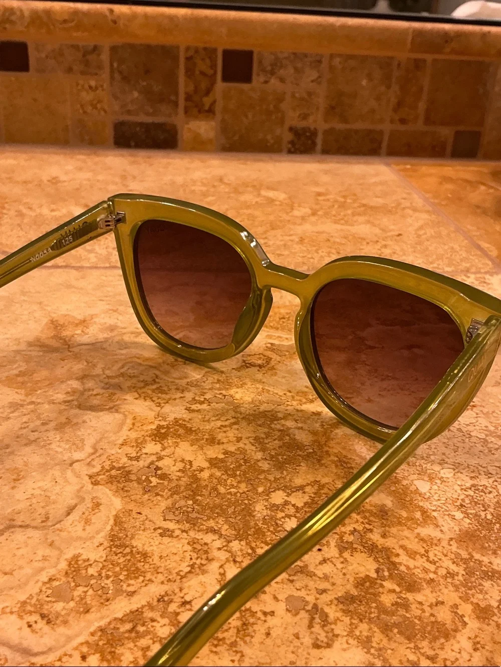 Quay Australia Lime Green Round Sunglasses with Gradient Brown Lenses